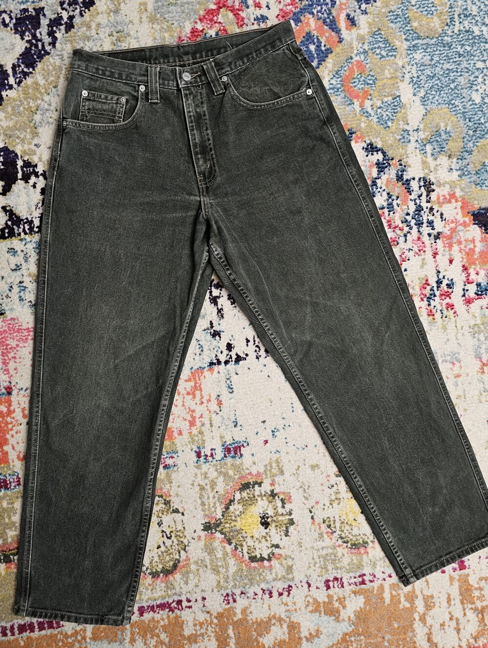 VTG 1995 Levi's L2 Forest Green Jeans Mens Tag 33x30 MEASURES 31x30 Baggy Loose - Picture 3 of 16